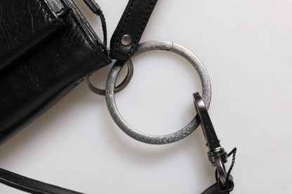 Black Leather Logo Purse Shoulder Crossbody Bag