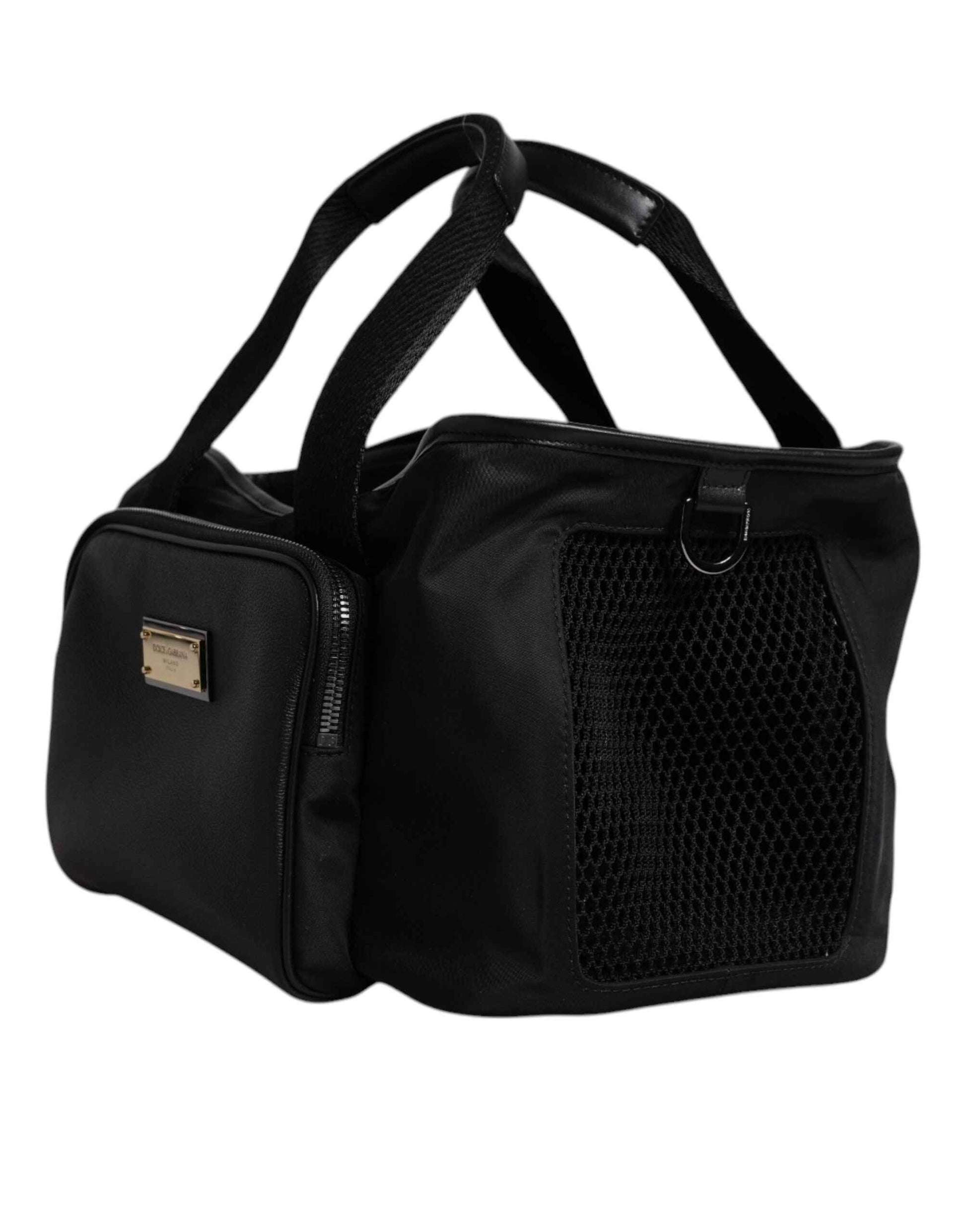 Black Shoulder Strap Pet Carry Logo Plaque Bag