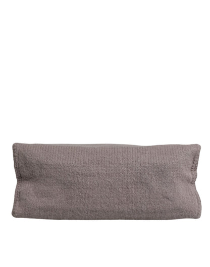 Grey Alpaca Wool Logo Plaque Tote Shoulder Bag