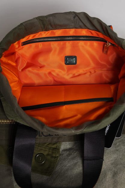 Military Green Patchwork Rucksack Backpack Bag
