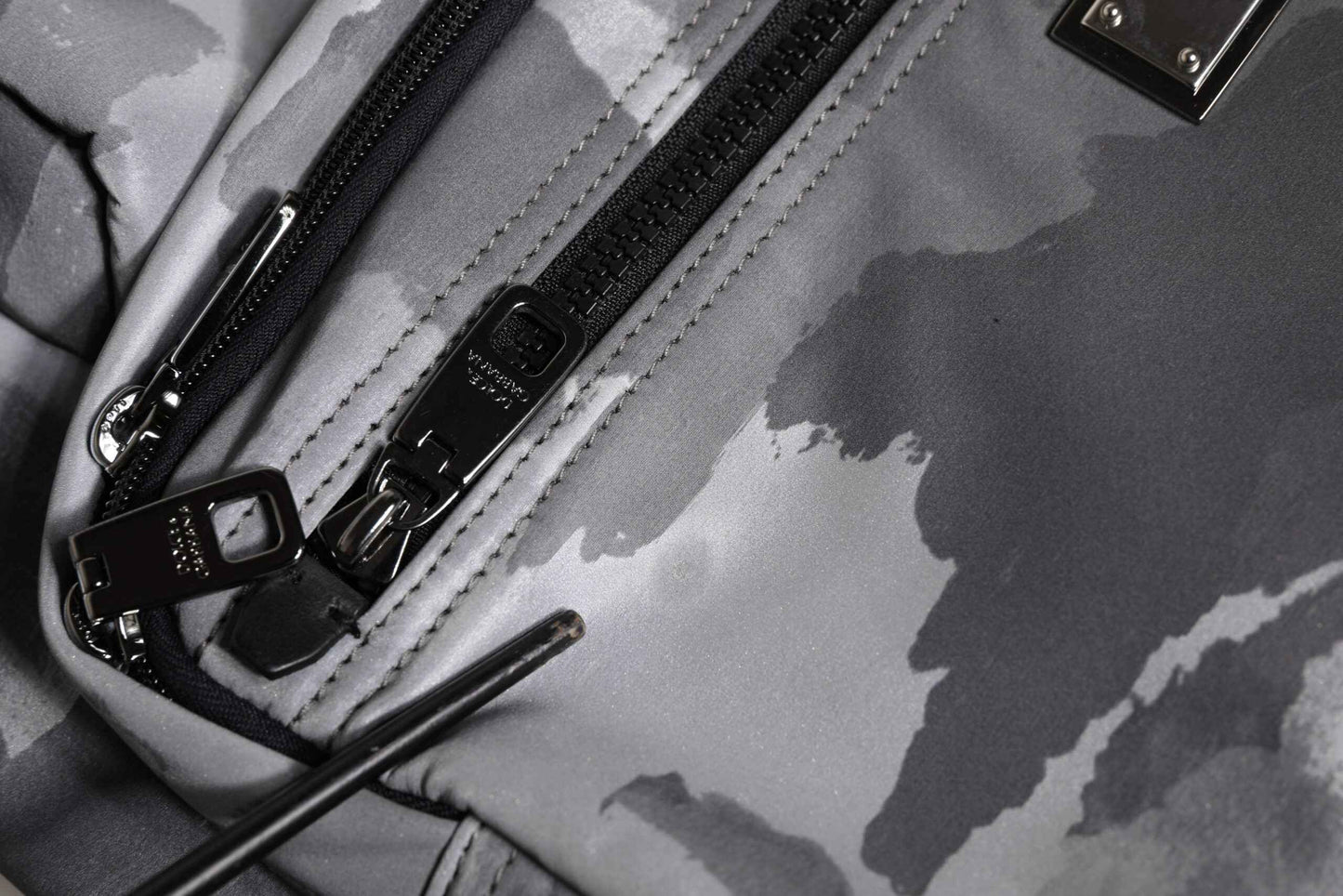 Black Camouflage Shoulder Strap Logo Plaque Bag