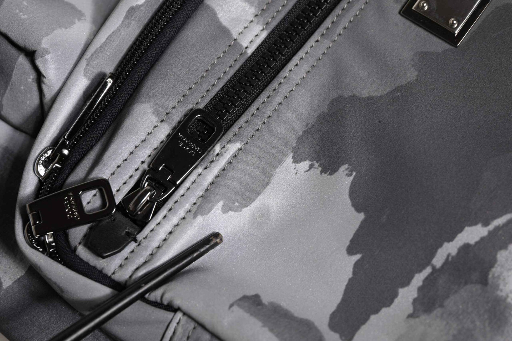 Black Camouflage Shoulder Strap Logo Plaque Bag