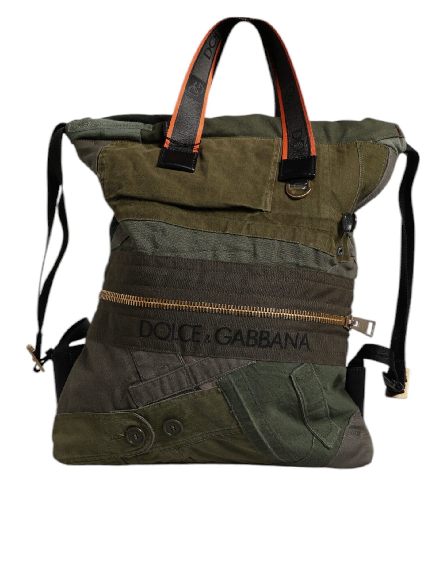 Military Green Patchwork Rucksack Backpack Bag