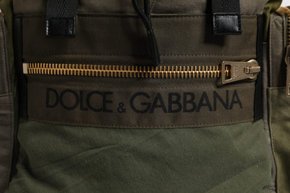 Military Green Patchwork School Backpack Bag