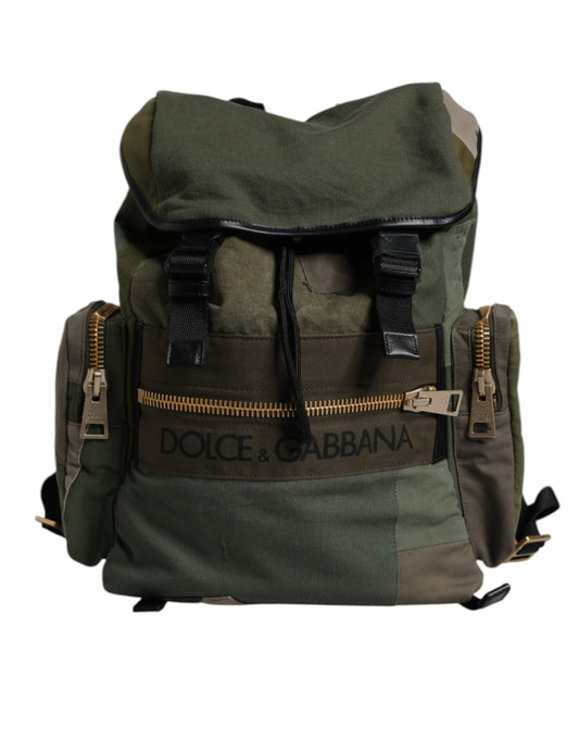 Military Green Patchwork School Backpack Bag
