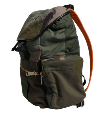 Military Green Patchwork Travel Backpack Bag
