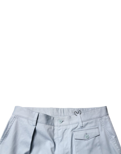 Light Blue Cotton Cargo Tapered Pants