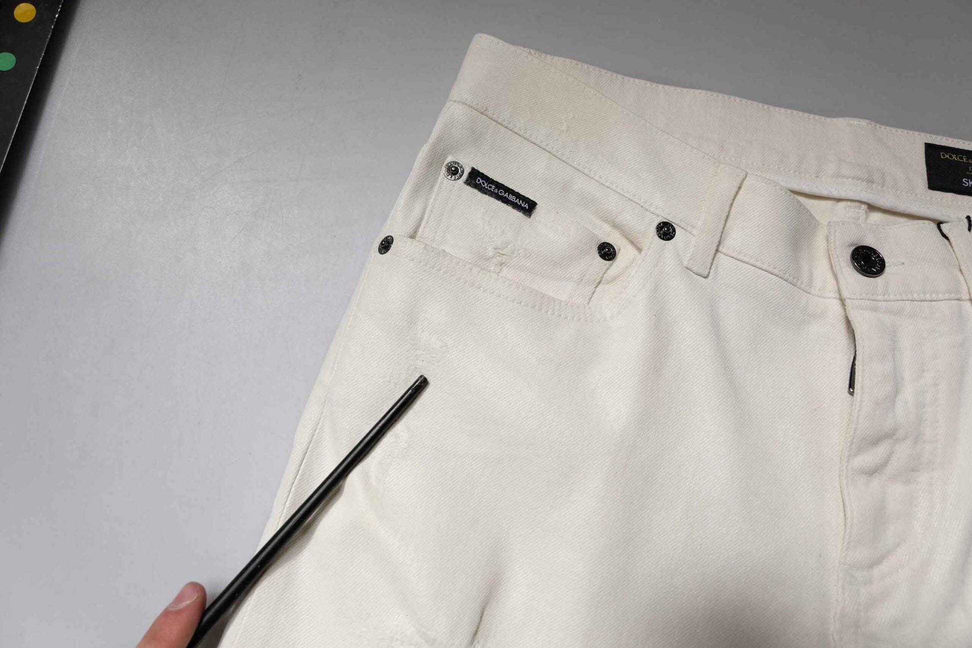 Off White Cotton Stretch Skinny Denim Jeans