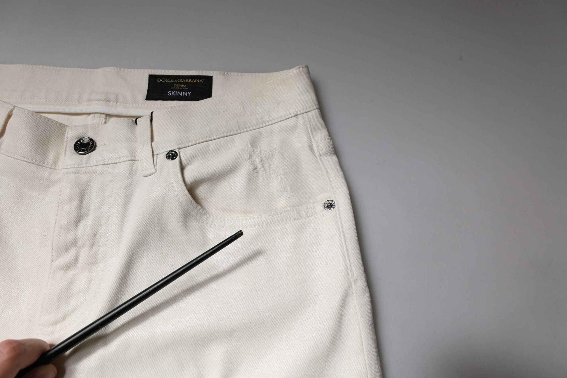 Off White Cotton Stretch Skinny Denim Jeans