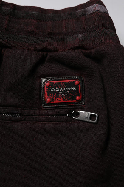 Maroon Cotton Logo Plaque Men Bermuda Shorts