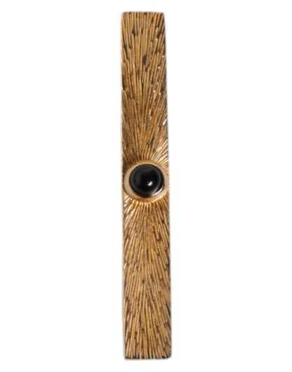Black Sapphire Gold Tone Brass Tie Clip Bar