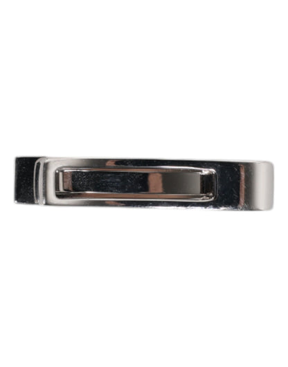Silver Tone Brass Logo Branded Tie Clip Bar