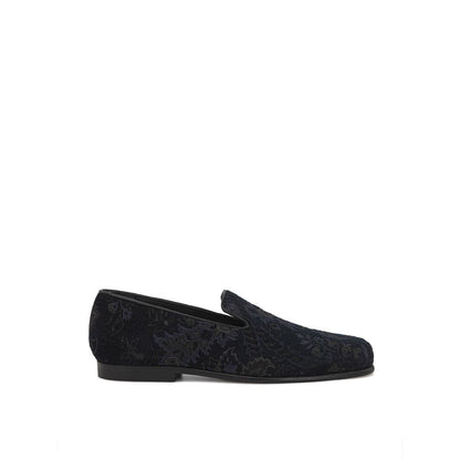 Blue Leather Slip-On Loafers