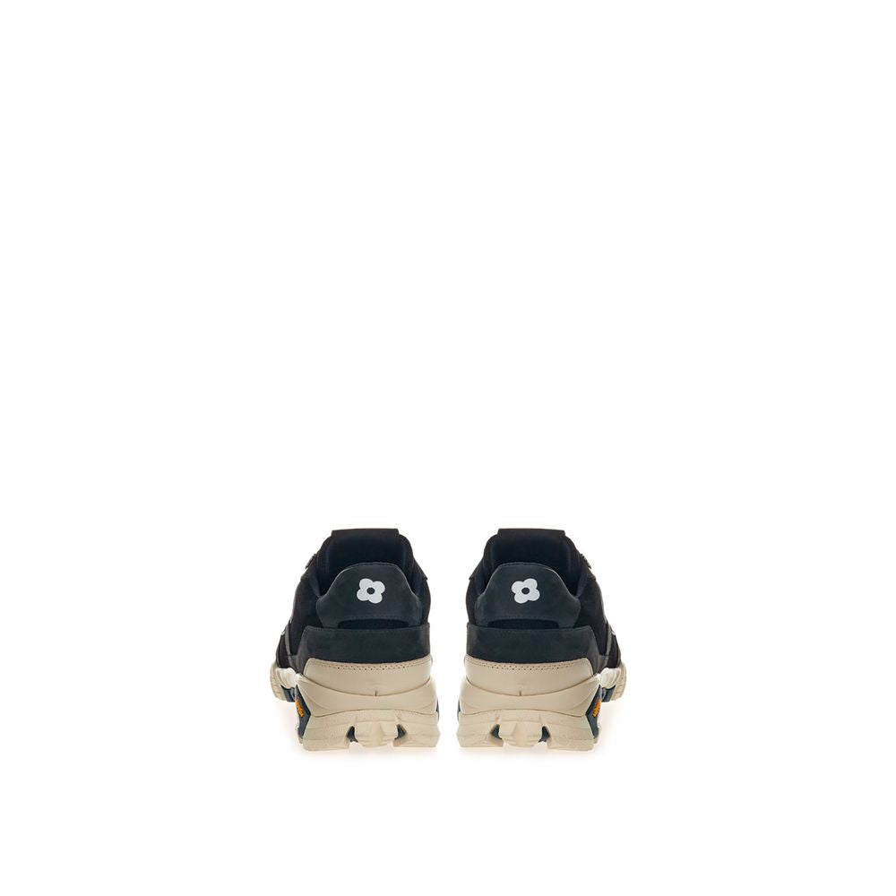 Black Suede Leather Athletic Sneakers
