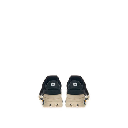 Black Suede Leather Athletic Sneakers