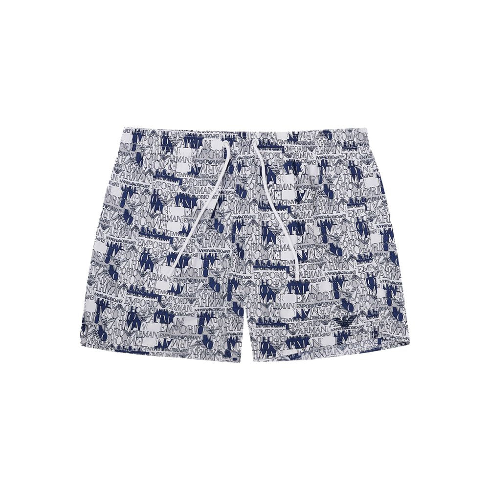 White Polyester Swim Shorts