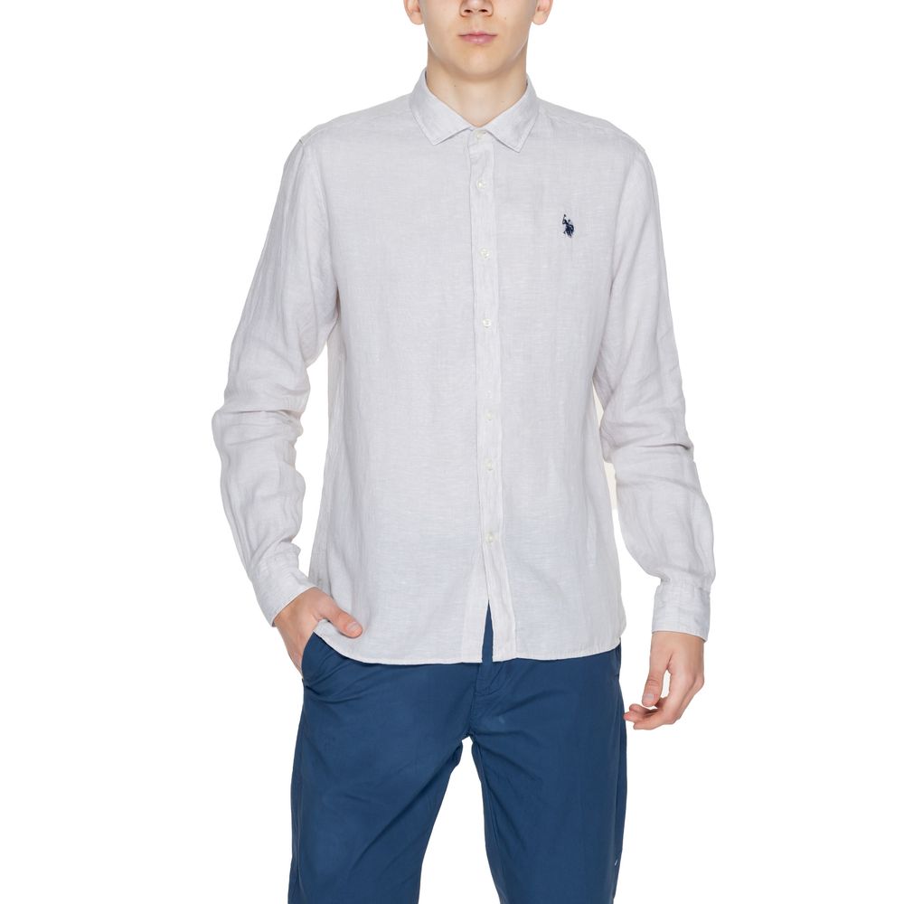 Beige Linen Dress Shirt