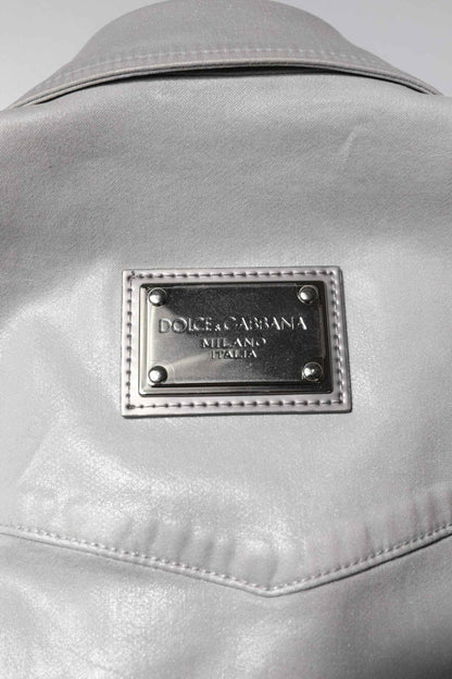 Metallic Gray Cotton Button Down Shirt