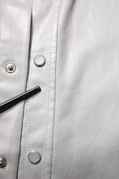 Metallic Gray Cotton Button Down Shirt