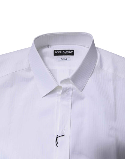White Cotton Collared GOLD Dress Formal Shirt
