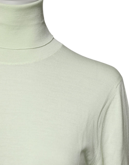 Light Green Wool Turtleneck Pullover Sweater