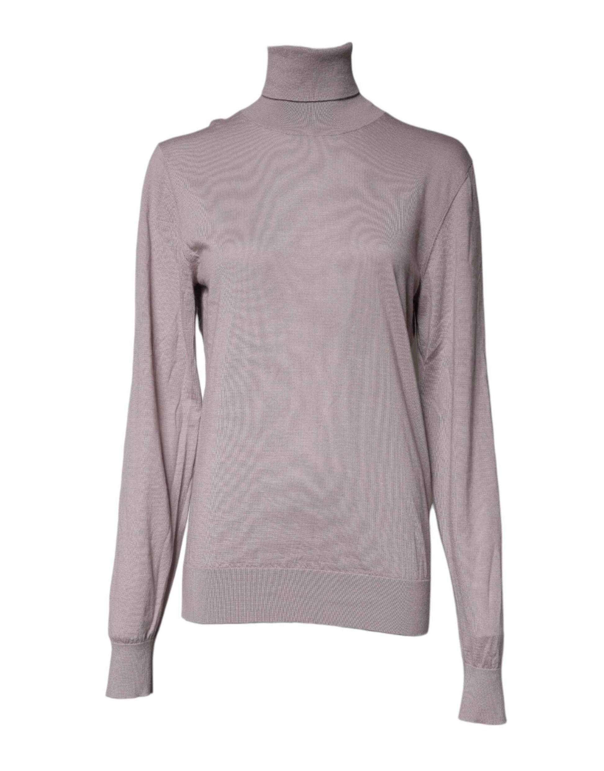 Brown Cashmere Turtleneck Pullover Sweater
