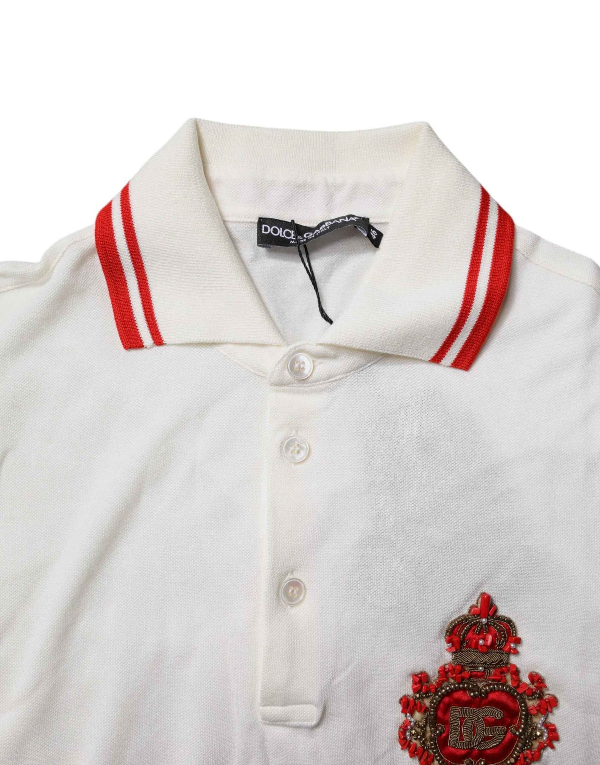 White Cotton Logo Collared Polo Men T-shirt