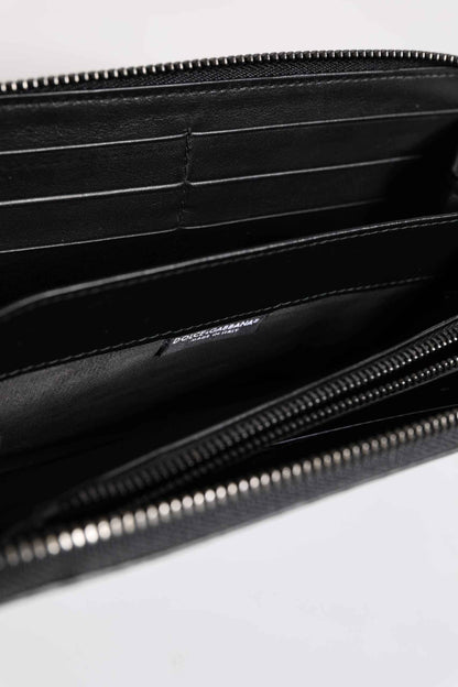 Black Blue Exotic Leather Embossed Continental Wallet