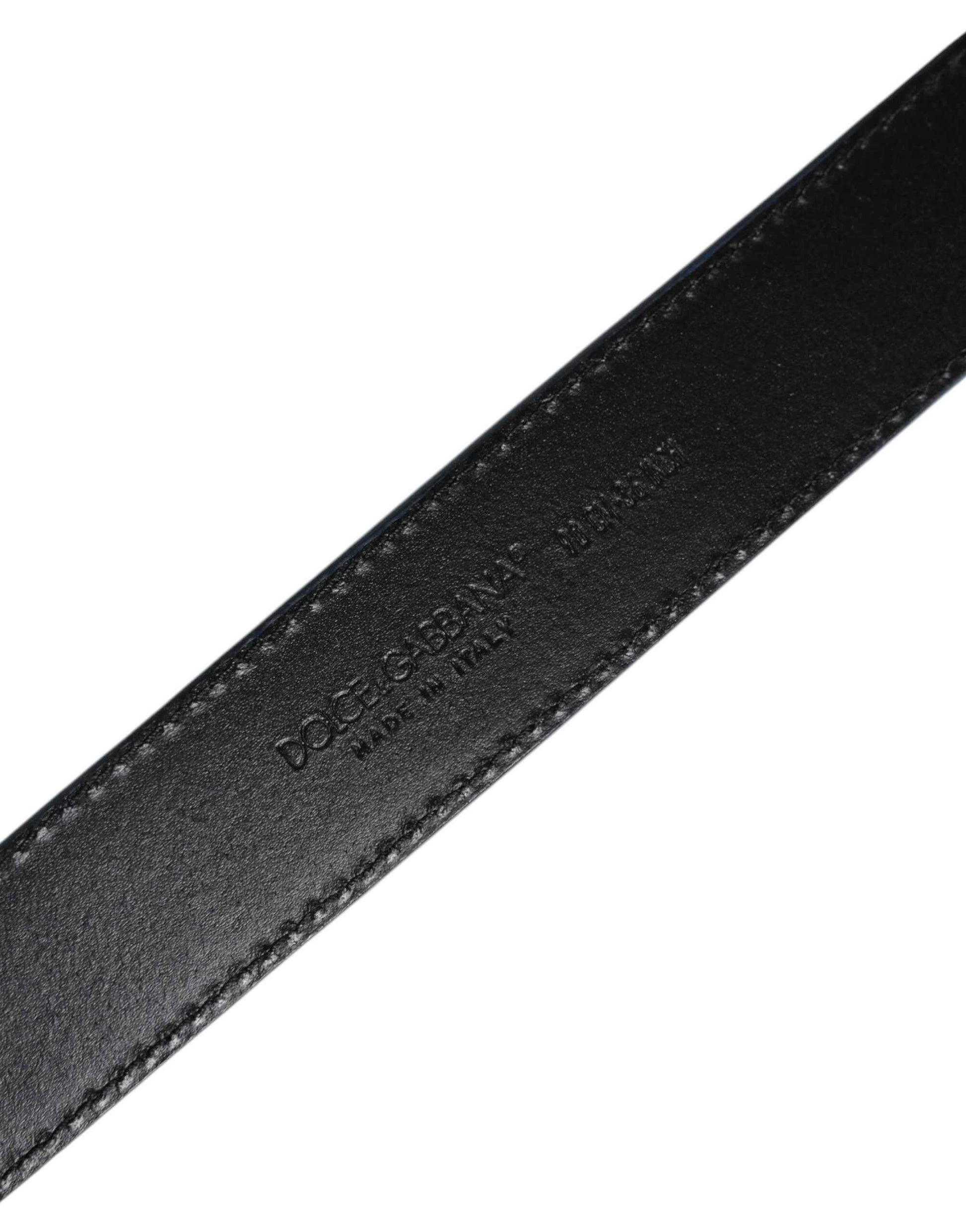 Blue Beige Leather Weaved Metal Buckle Belt