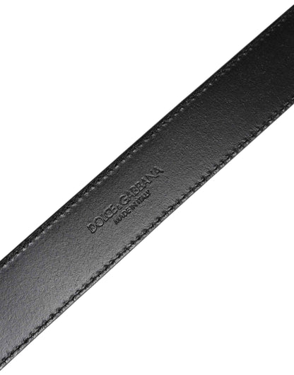 Silver Leather Classic Metal Logo Buckle Belt