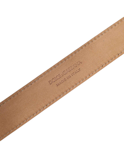 Metallic Yellow Leather Metal Logo Buckle Belt