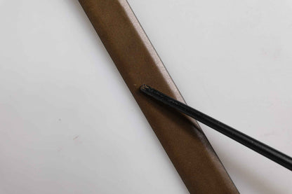Brown Leather Classic Metal Logo Buckle Belt