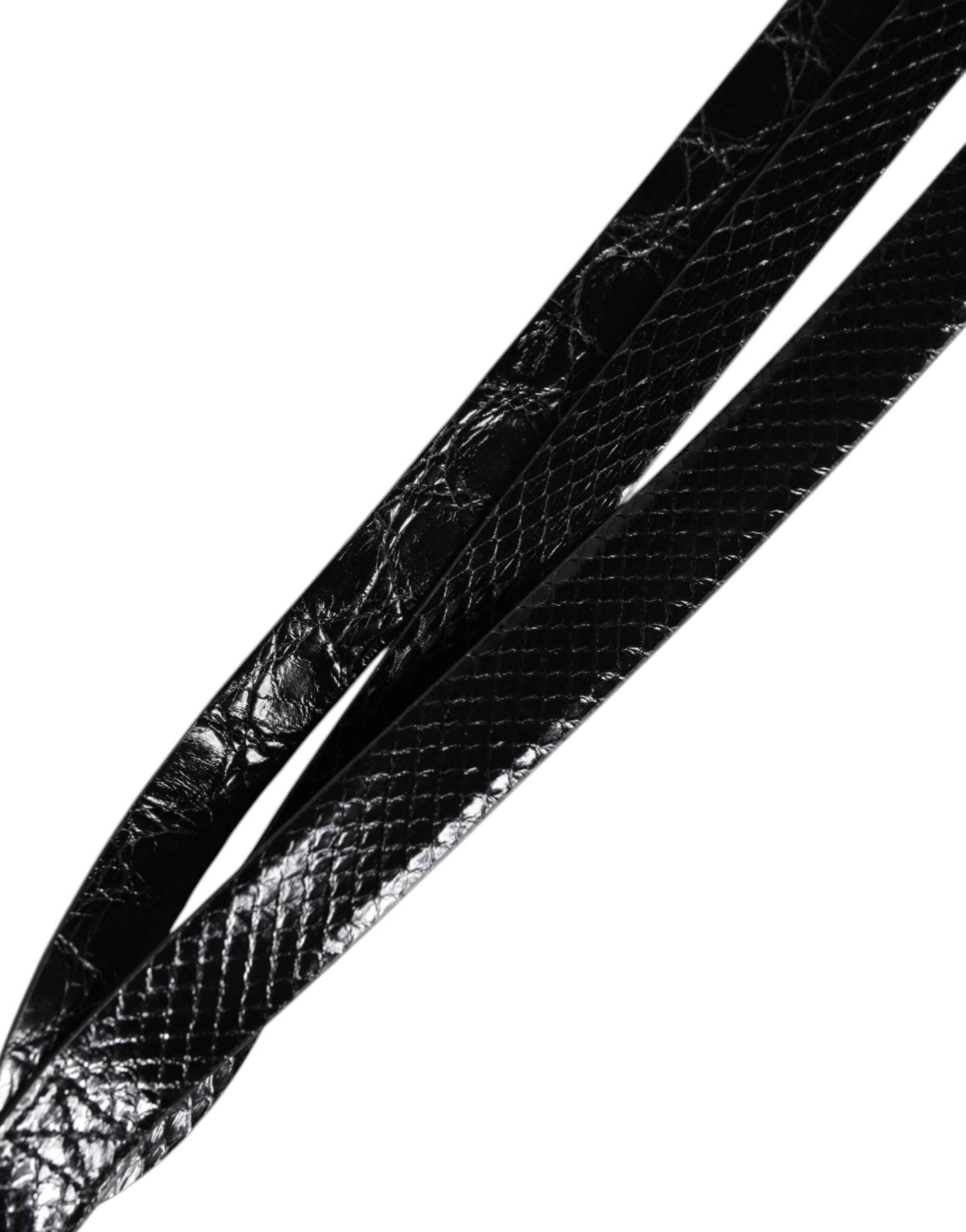 Black Leather Classic Metal Logo Buckle Belt