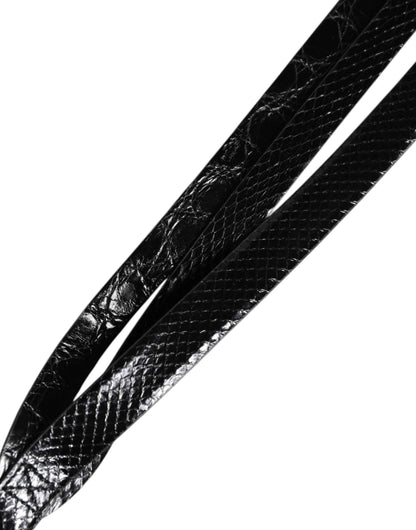 Black Leather Classic Metal Logo Buckle Belt
