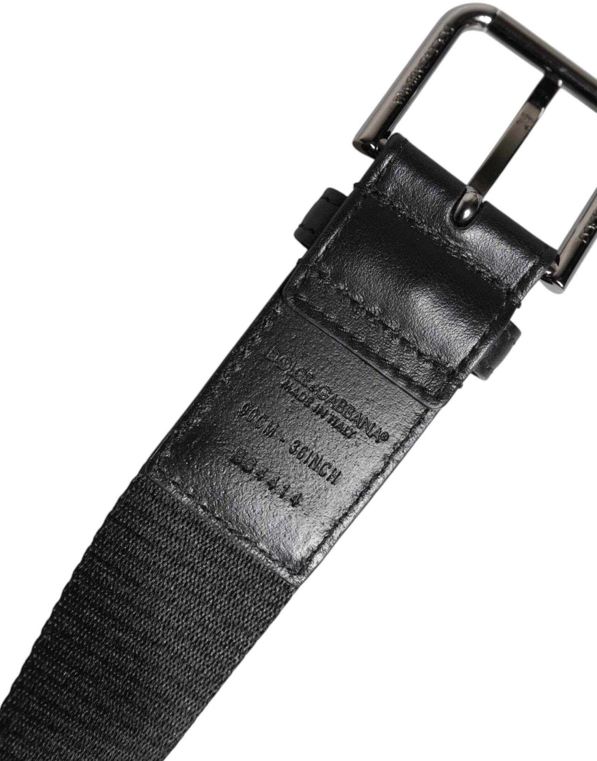 Black Blue Polyester Printed Metal Buckle Belt