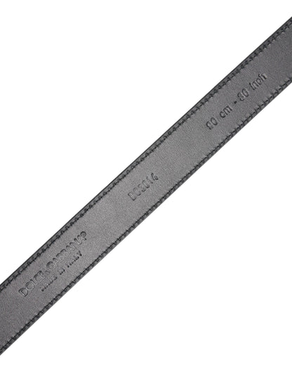 Black Calf Leather Classic Metal Buckle Belt