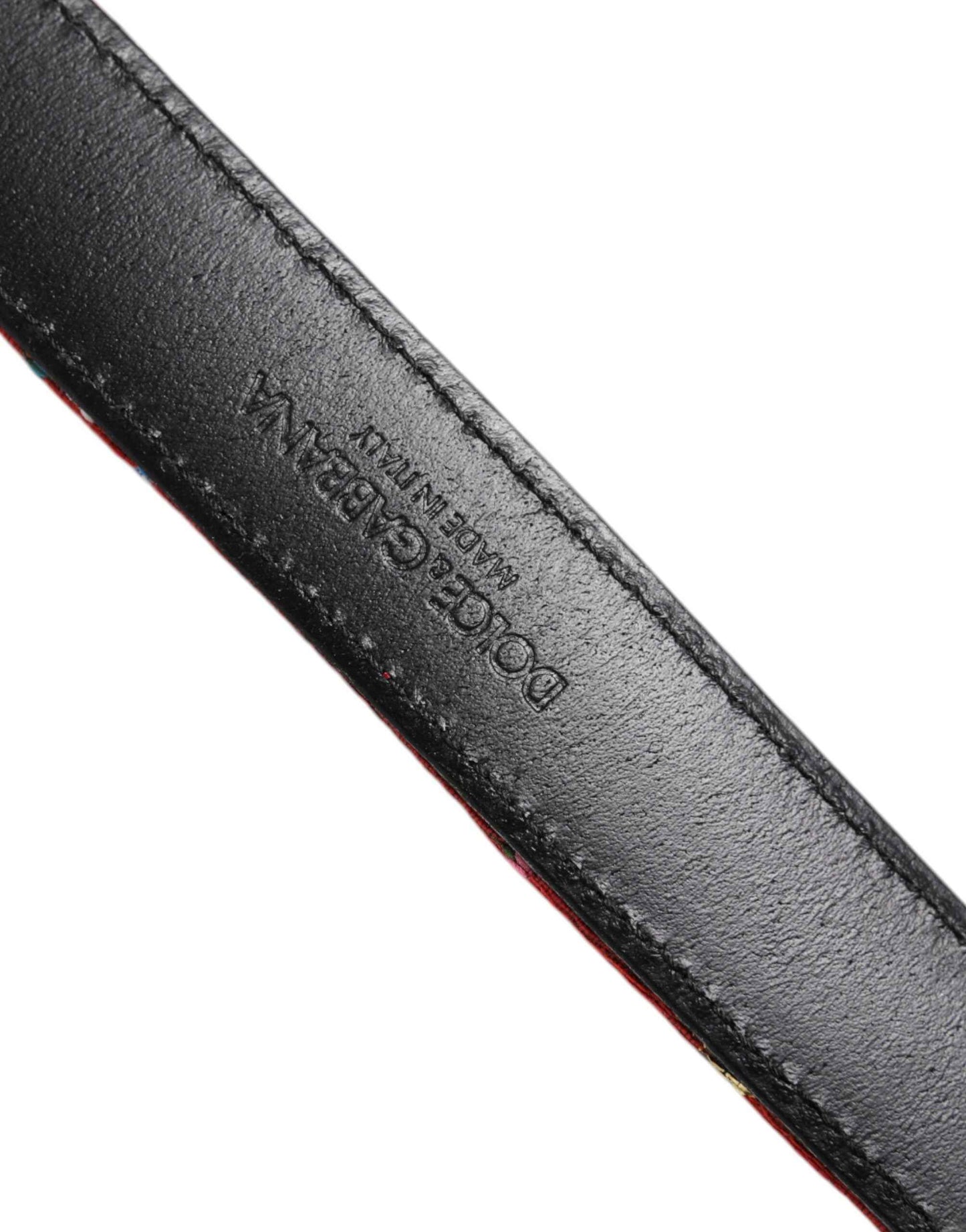 Red Floral DG Embellished Metal Buckle Belt