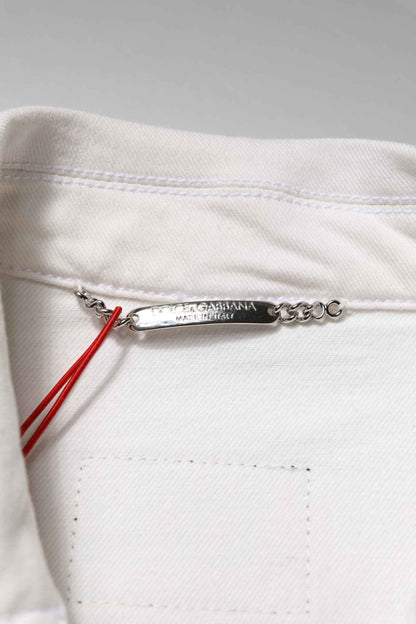 White Graffiti Cotton Stretch Denim Jacket