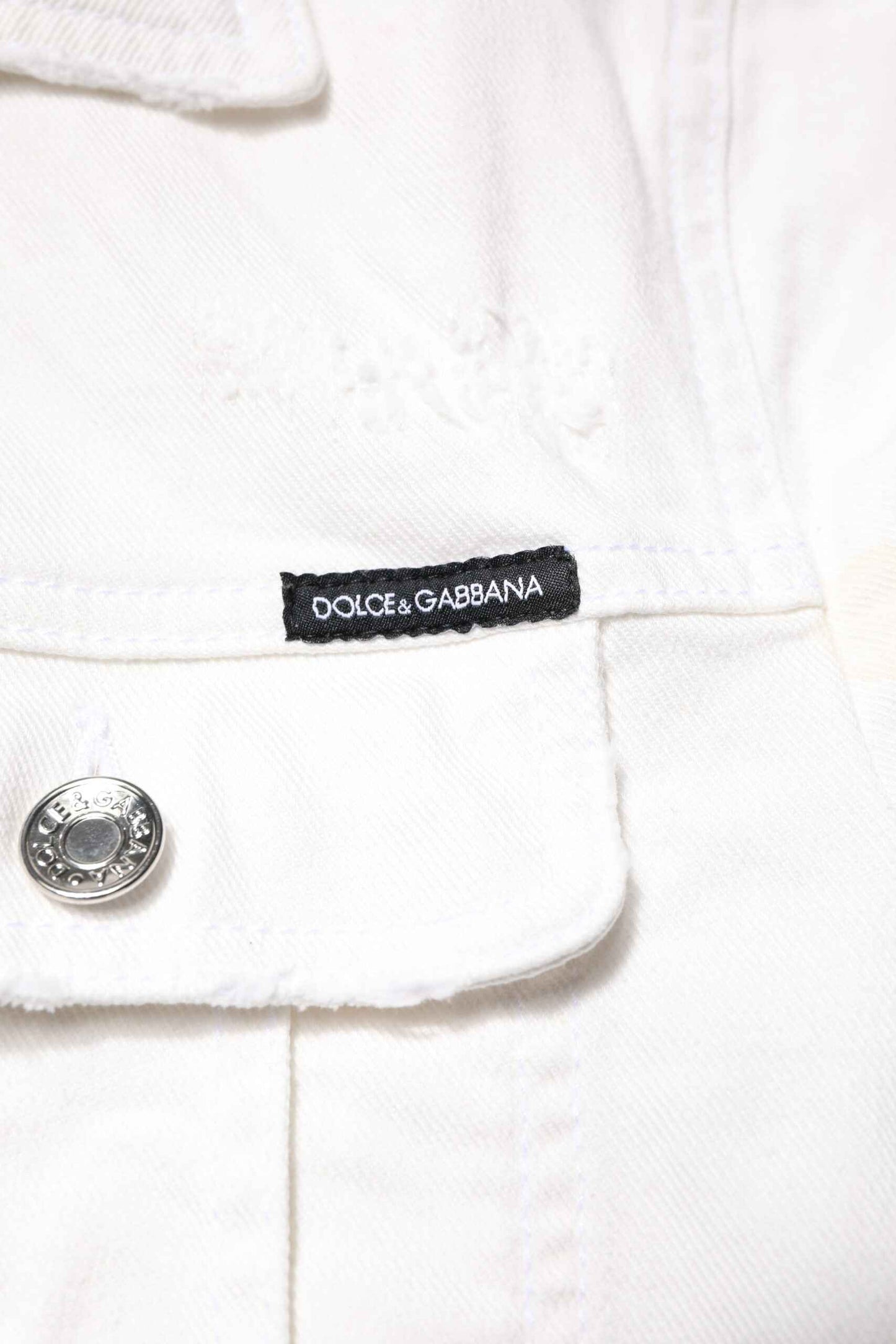 White Graffiti Cotton Stretch Denim Jacket