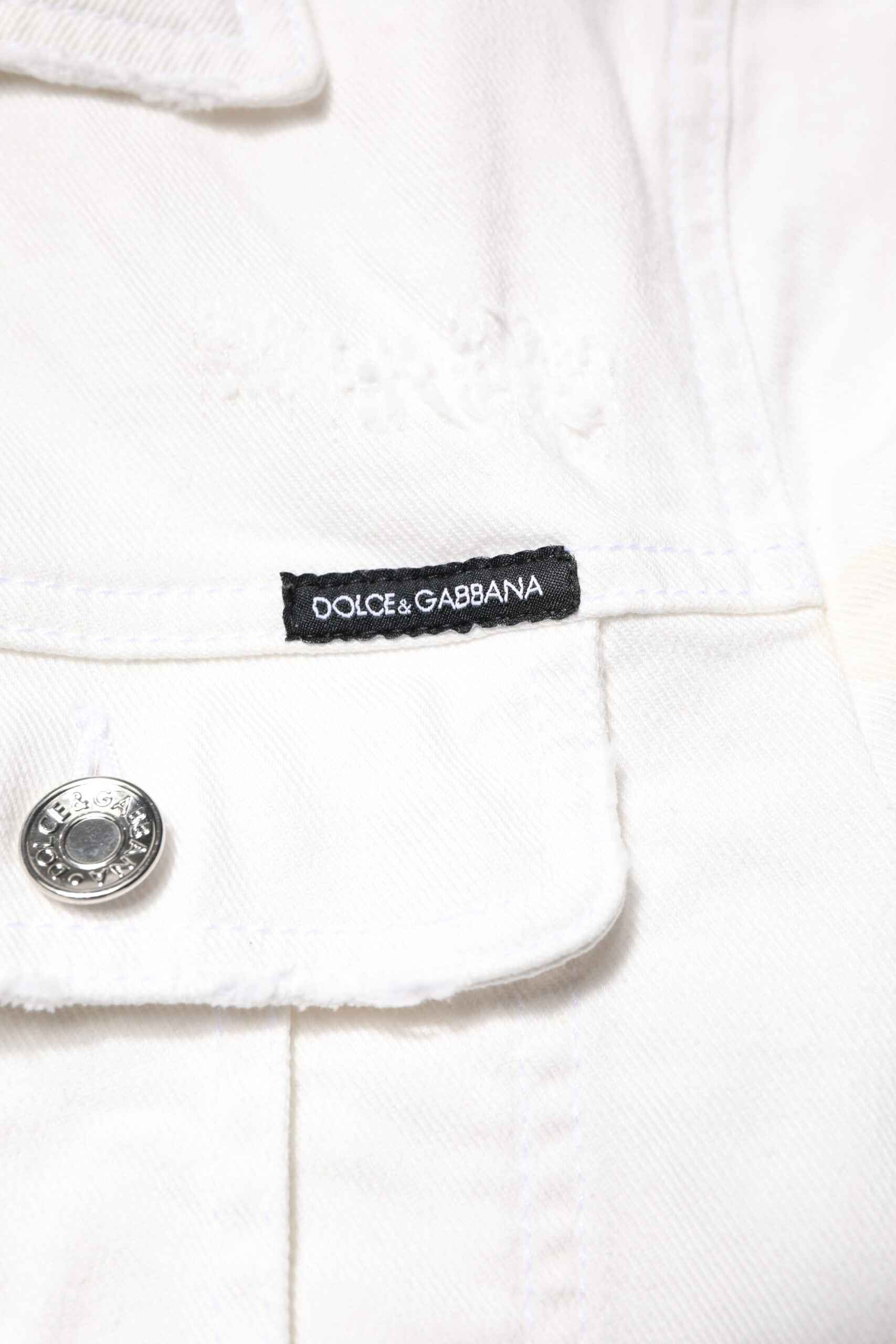 White Graffiti Cotton Stretch Denim Jacket