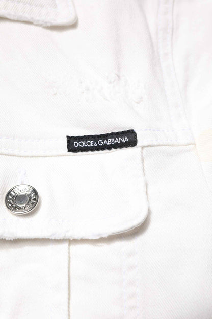 White Graffiti Cotton Stretch Denim Jacket