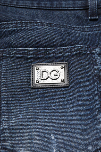Blue Cotton Stretch Skinny Men Denim Jeans