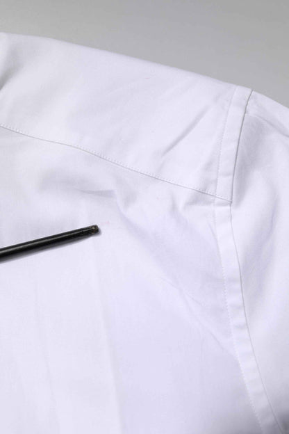 White Cotton Stretch GOLD Dress Formal Shirt
