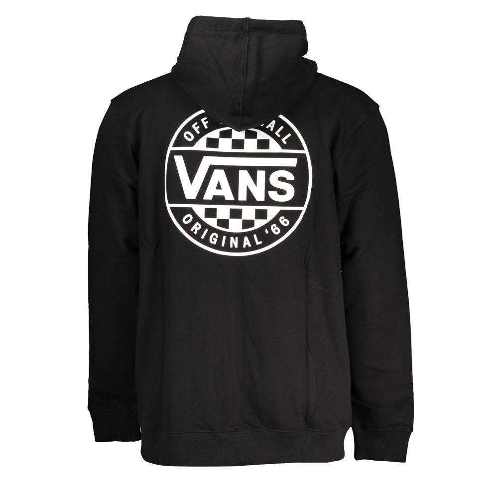Black Cotton Men Sweater with Hood and Zip Pockets