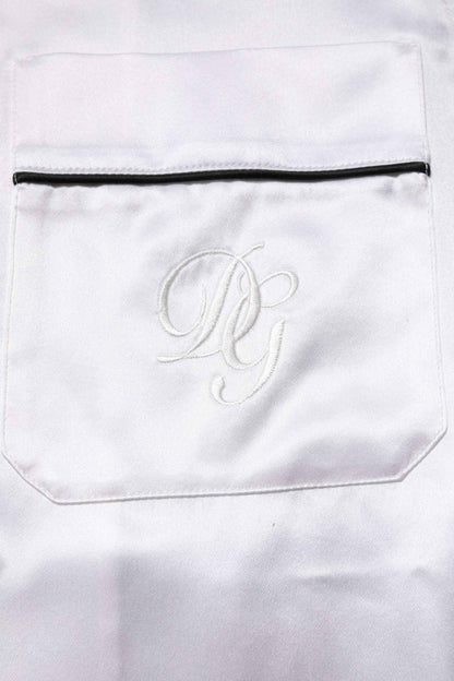 White Satin Silk Men Pajama Set Sleepwear