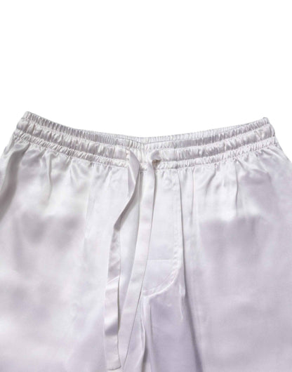 White Satin Silk Men Pajama Set Sleepwear