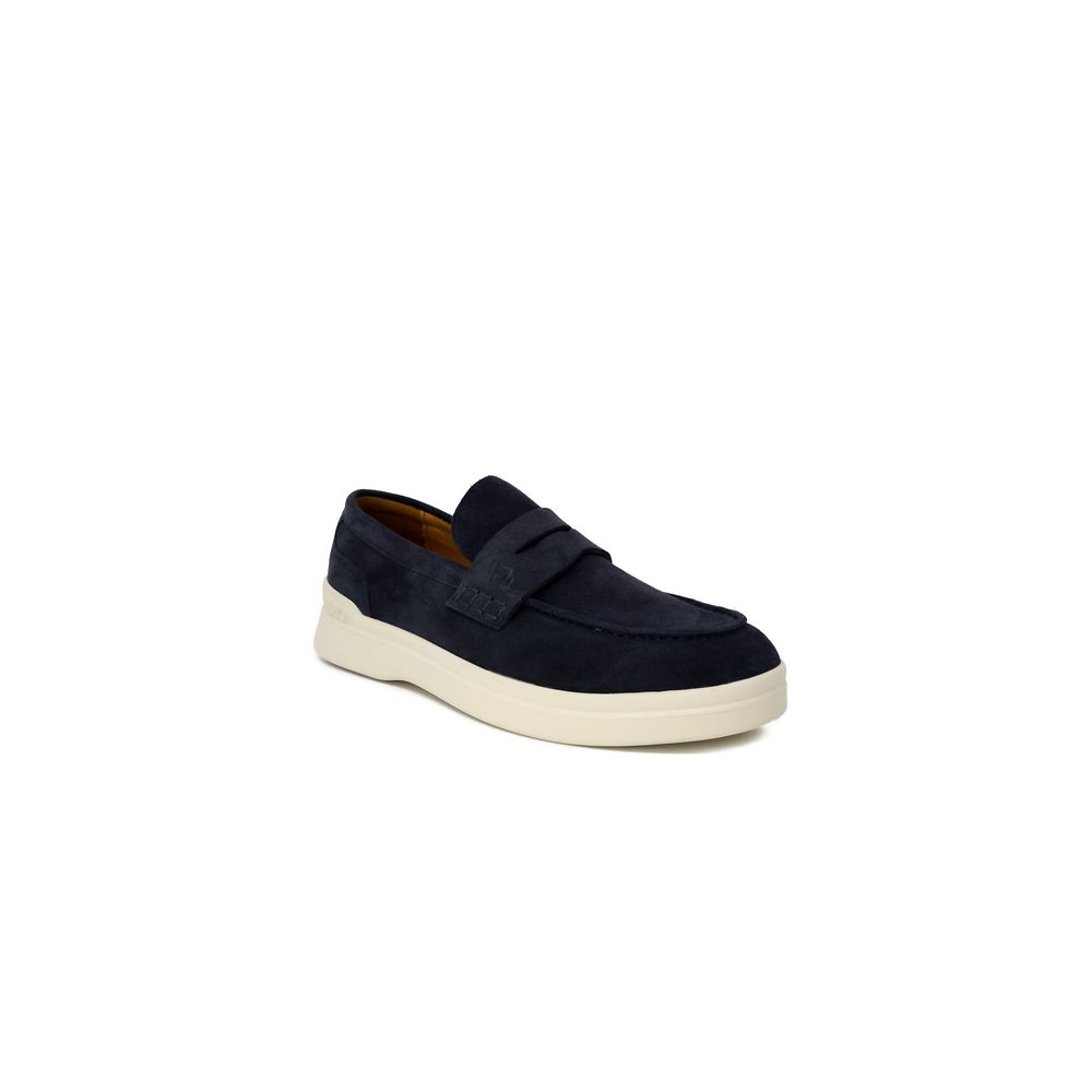 Blue Suede Leather Slip-On Loafers