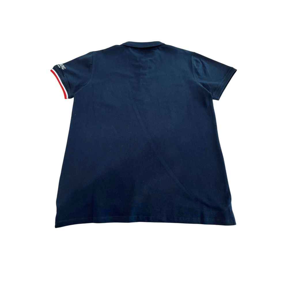 Blue Cotton Men Polo Shirt