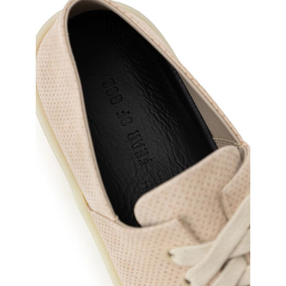 Beige Leather Low Top Sneakers