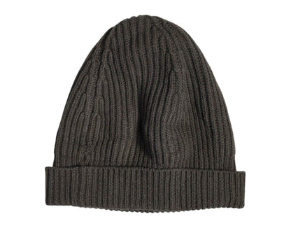 Green Wool DG Plaque Knitted Winter Beanie Hat